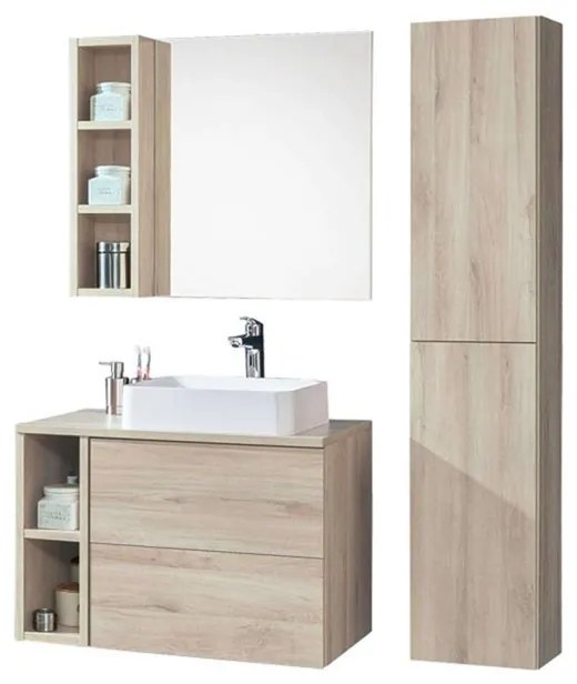 Mereo, Aira, kúpeľňová skrinka 81 cm, biela, dub, šedá, MER-CN751S