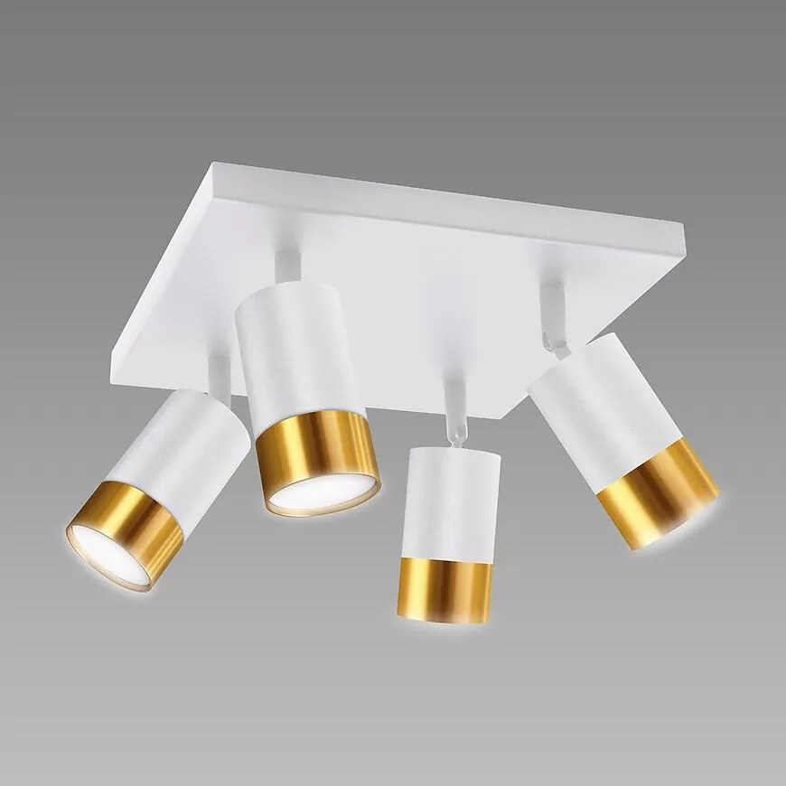 Stropné bodové svietidlo PUZON SPT GU10 4D WHITE/GOLD 04128 LS4
