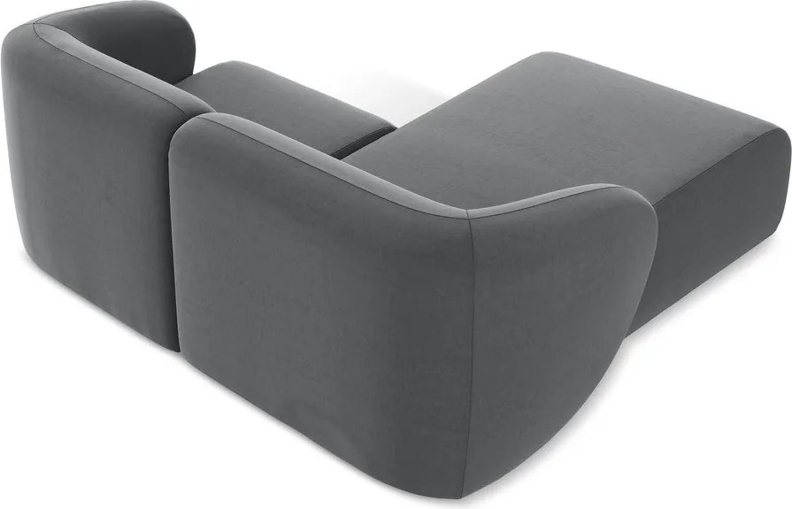 Sivá zamatová rohová pohovka (ľavý roh/s leňoškou) Lani – Makamii