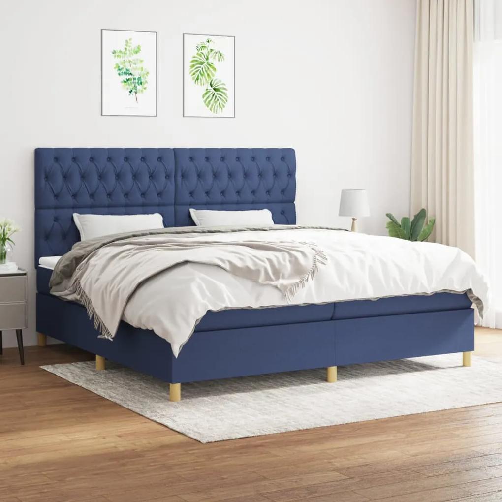 Boxspring posteľ s matracom modrá 200x200 cm látka 3142607