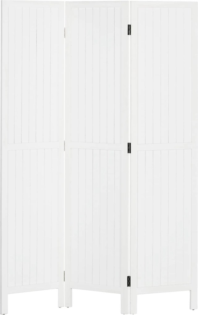 HOMCOM 3-panelový sklápací paravan 120x1.8x170 cm Súkromný oddelovač s rustikálnym štýlom pre kanceláriu, spálňu, obývačku - Biela | Aosom