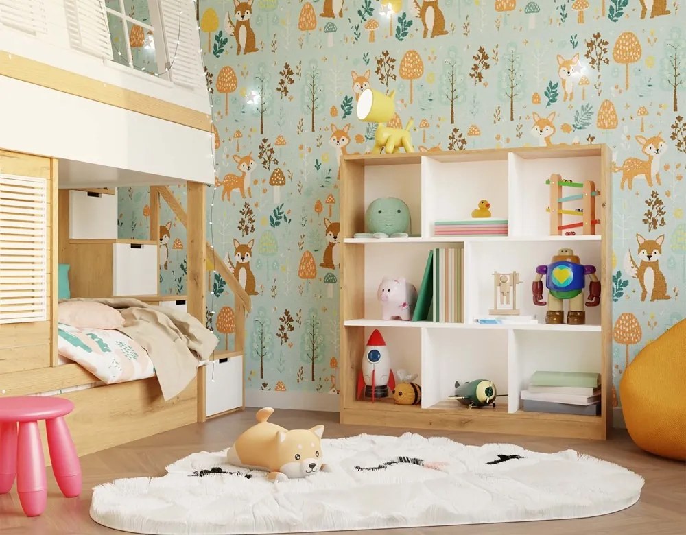 Regál Fiesta 100 cm biely/dub artisan