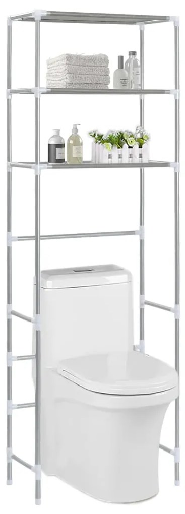 Strieborný kovový regál nad WC VERMO