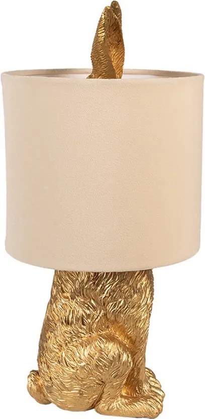 Zlatá stolná lampa králik s béžovým tienidlom Rabbi - Ø 20*43 cm