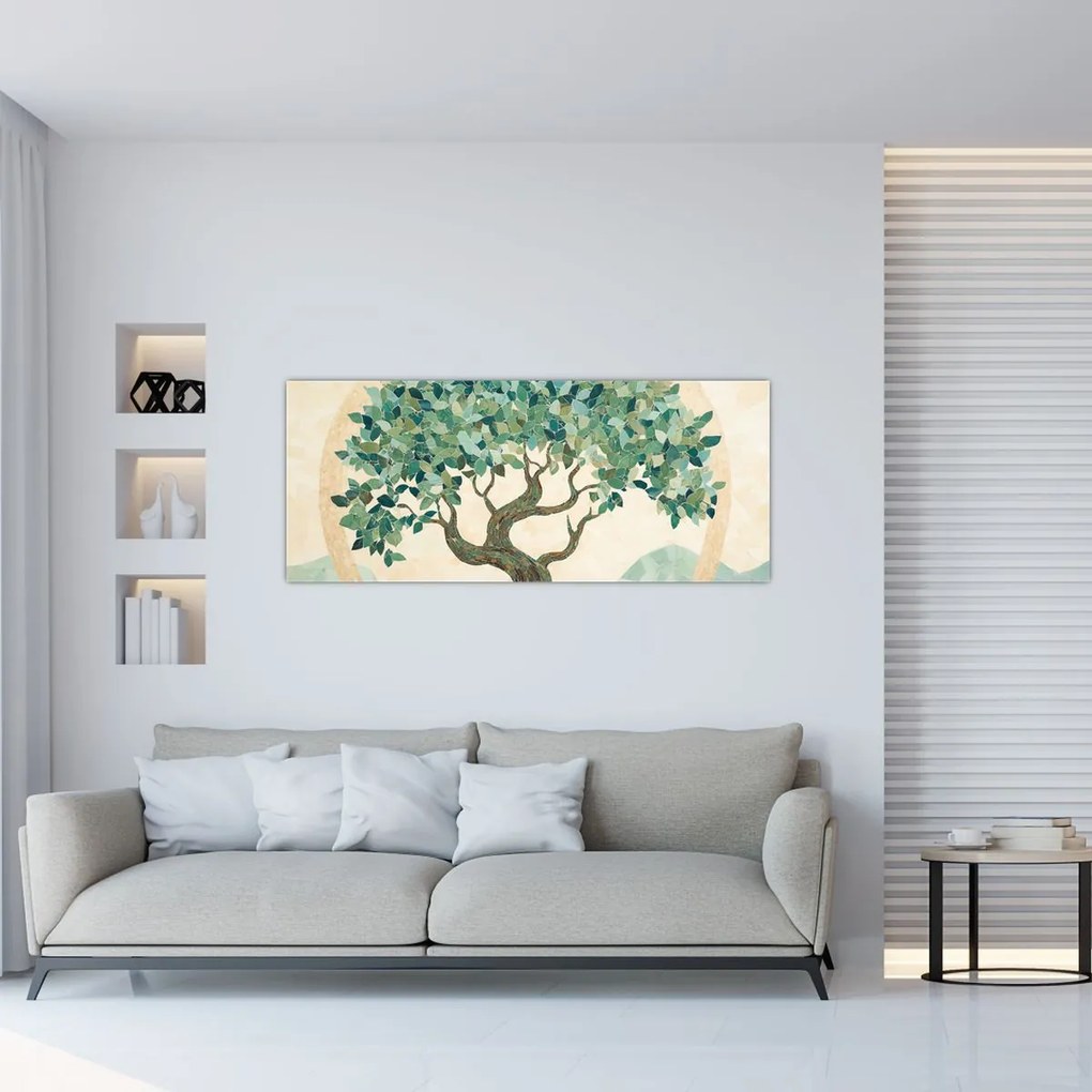 Obraz – Elegantná mozaika so stromom (120x50 cm)