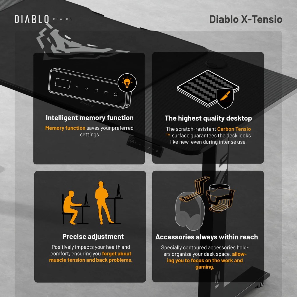 Stôl s elektricky nastaviteľnou výškou 140 cm čierny: Diablo X-Tensio 1400