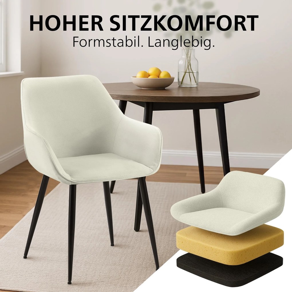 Sada 2 ks jedálenskej stoličky Luena látka - krémová