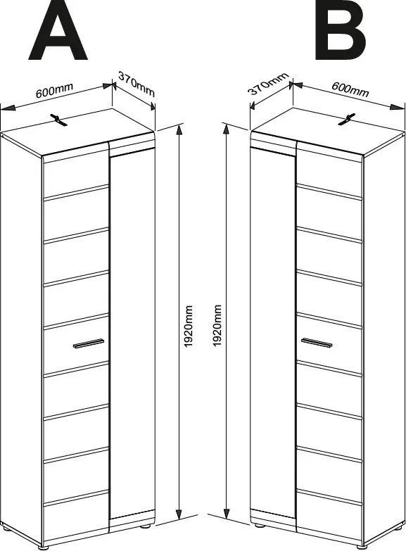 Predsieňová skriňa so zrkadlom Salsa, šedý dub/biely lesk