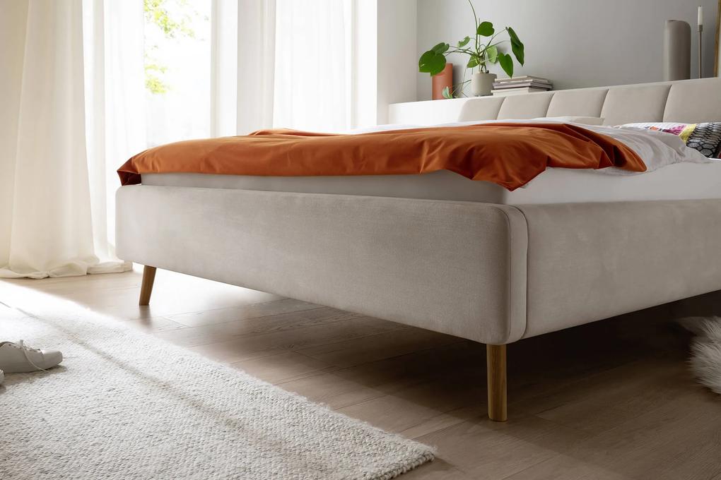 Čalúnená posteľ s prešívaným čelom lemina s úložným priestorom 180 x 200 cm béžová MUZZA