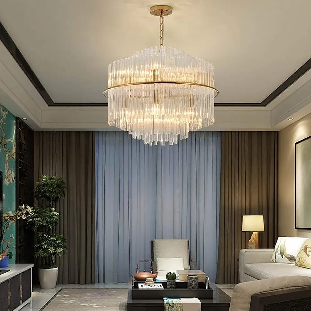 Toolight Toolight, krištáľové závesné svietidlo 8xE14 APP1654-8CP, zlatá lesklá, OSW-01597