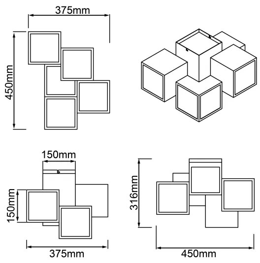 Brilliant - LED Stropné svietidlo CUBIX 5xLED/7,6W/230V 3000K biela