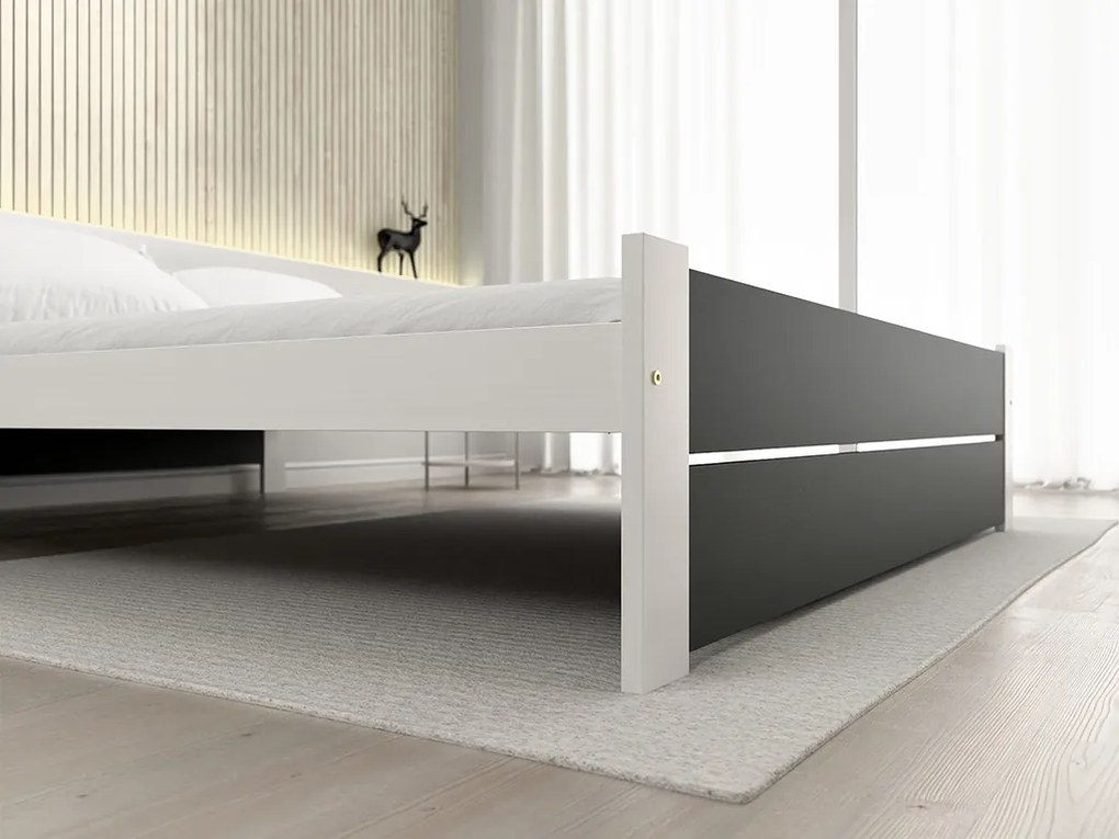 Posteľ IKAROS DOUBLE 180 x 200 cm, antracit/biela Rošt: S latkovým roštom, Matrac: Matrac SOMMERA 18 cm