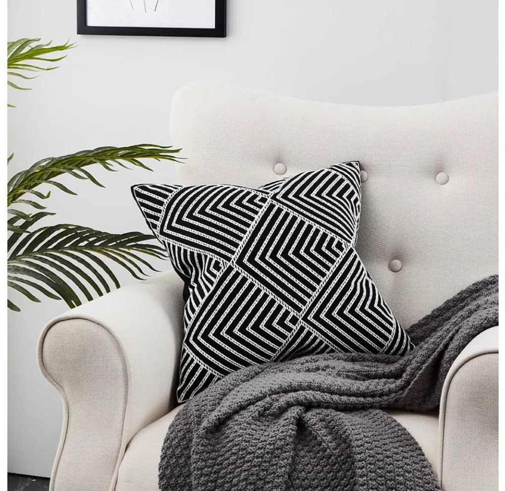 Eglo 420005 - Dekoračný vankúš CHEVERY 45x45 cm čierna/biela