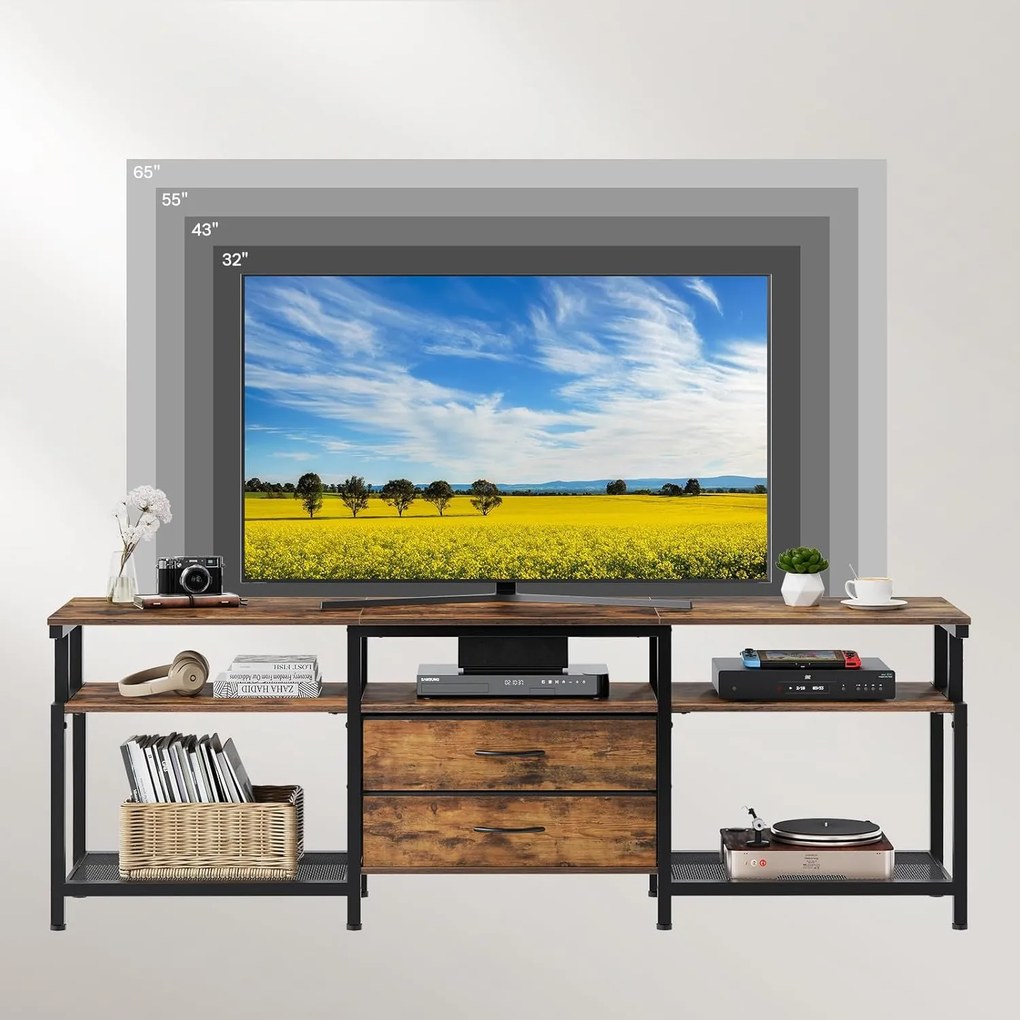 TV stolík Vasagle Nareon 160 cm hnedý/čierny