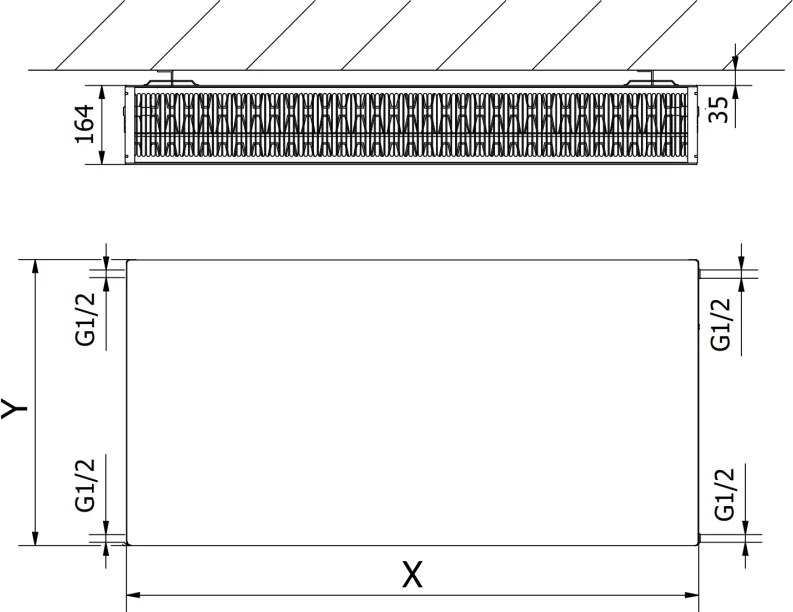 Mexen, Mexen Flat CF33 panelový radiátor 600 x 900 mm, bočné pripojenie, 1981 W, biely - W433F-060-090-00