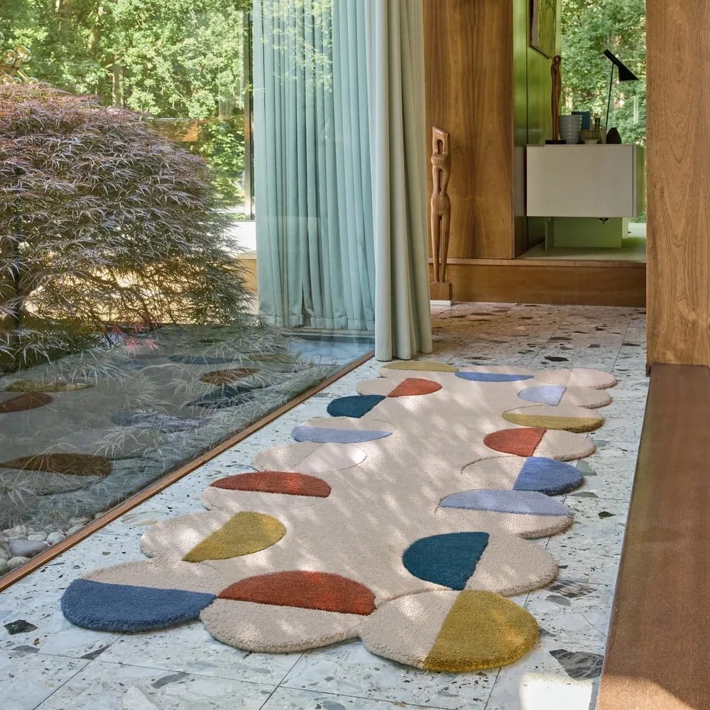 Béžový ručne tkaný vlnený behúň 80x230 cm Mia Scallop Frame – Flair Rugs