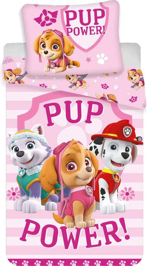 Bavlnené posteľné obliečky Labková patrola – Paw Patrol - motív Pup Power - 100% bavlna - 70x90 cm + 140x200 cm