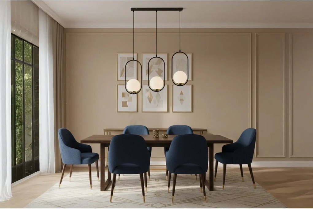 Závesné svietidlo Florence, 3x biele sklenené tienidlo, b/g, UI