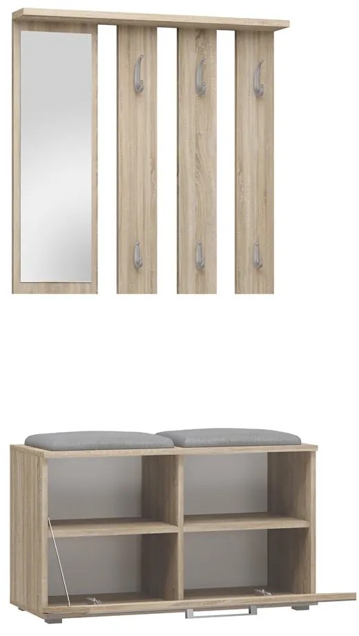 Predsieňová zostava Oasis 1 (dub sonoma) (so zrkadlom). Akcia -23%. Vlastná spoľahlivá doprava až k Vám domov. 1132532