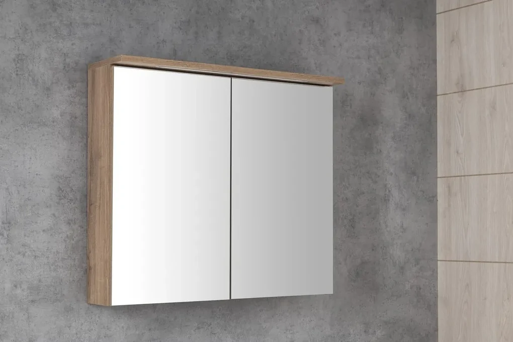 Aqualine Aqualine, KAWA STRIP Galérka s LED osvetlením 80x70x22cm, dub emporio, WGL38S