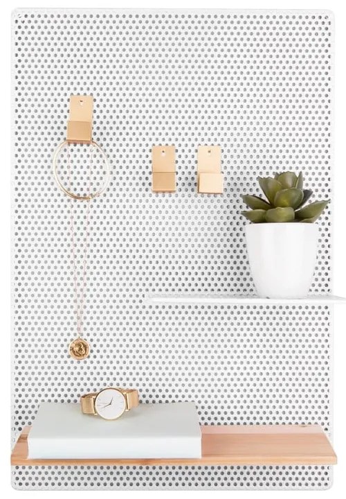 Biela kovová nástenka PT LIVING Perky, 34,5 x 52,5 cm