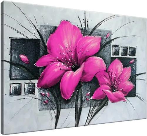 Ručne maľovaný obraz Nádherné ružové Vlčie maky 100x70cm RM2456A_1Z