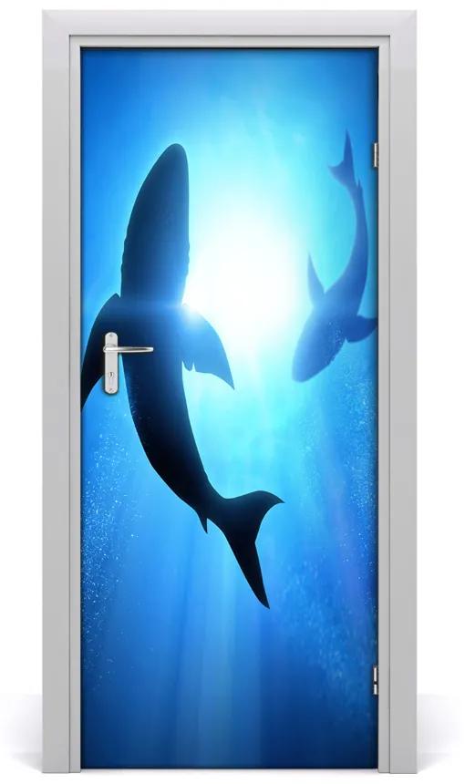 Samolepiace fototapety na dvere obrys žralokov 75x205 cm