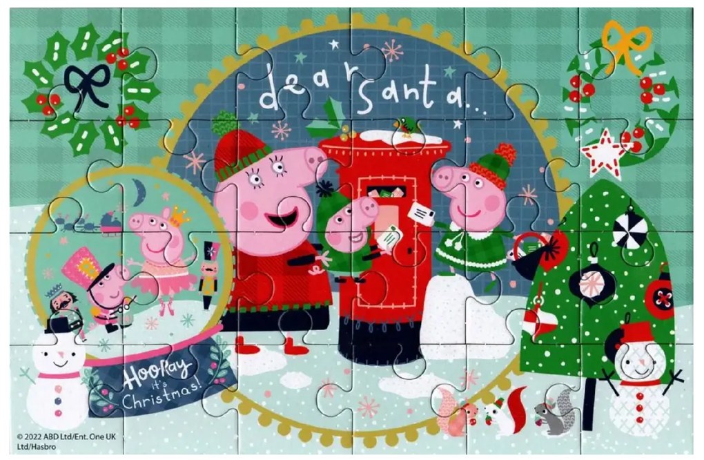 Detské puzzle 4v1 PRASIATKO PEPPA so snehuliakom, 19x29 cm