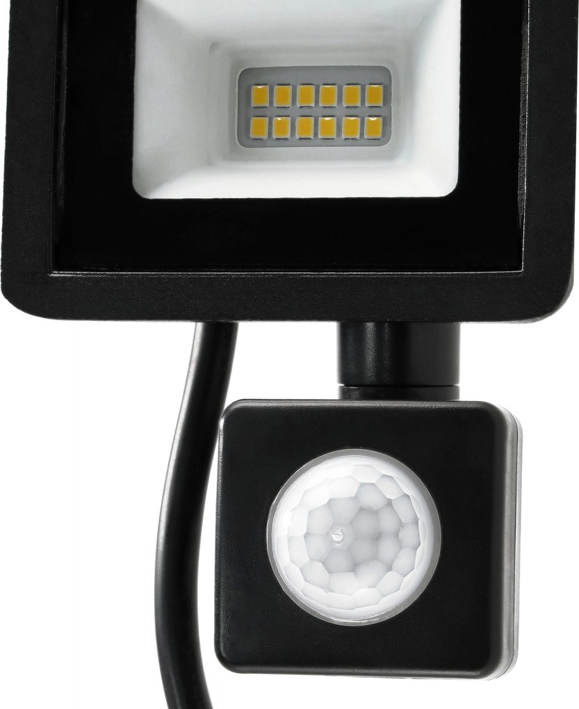 BERGE LED reflektor 10W 900lm so senzorom pohybu, súmrakový reflektor IP65