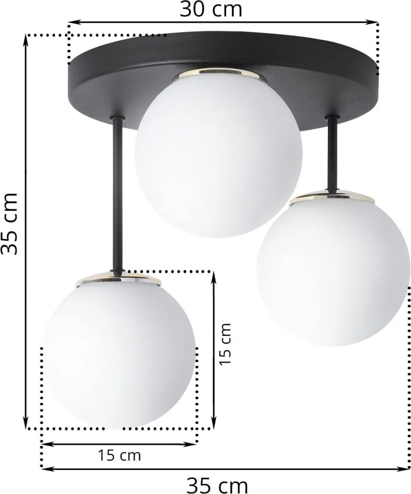 Stropné svietidlo Florence, 3x biele sklenené tienidlo, b/g, o