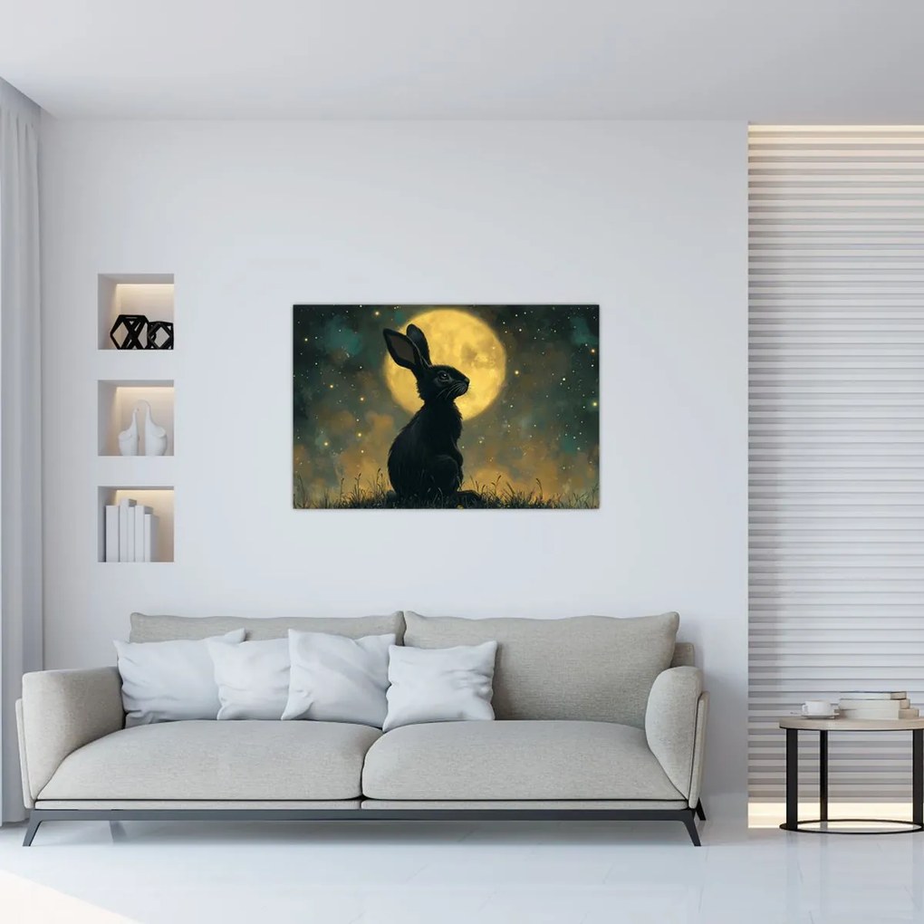 Obraz - Zajac s mesiacom (90x60 cm)