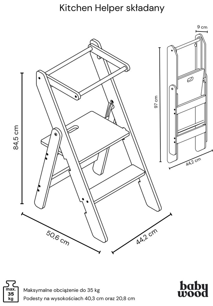 Učiaci montessori detská veža skladacia natural