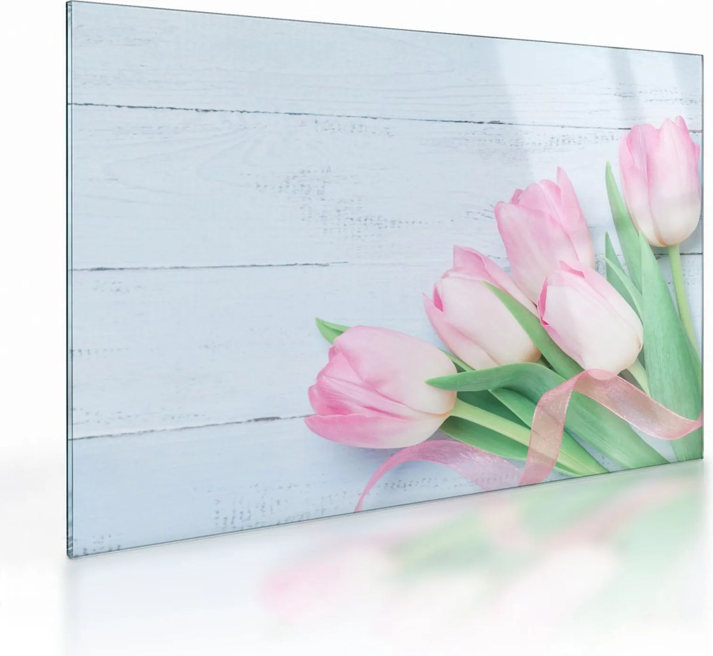 Sklenený obraz - Kytica tulipánov (70x50 cm)