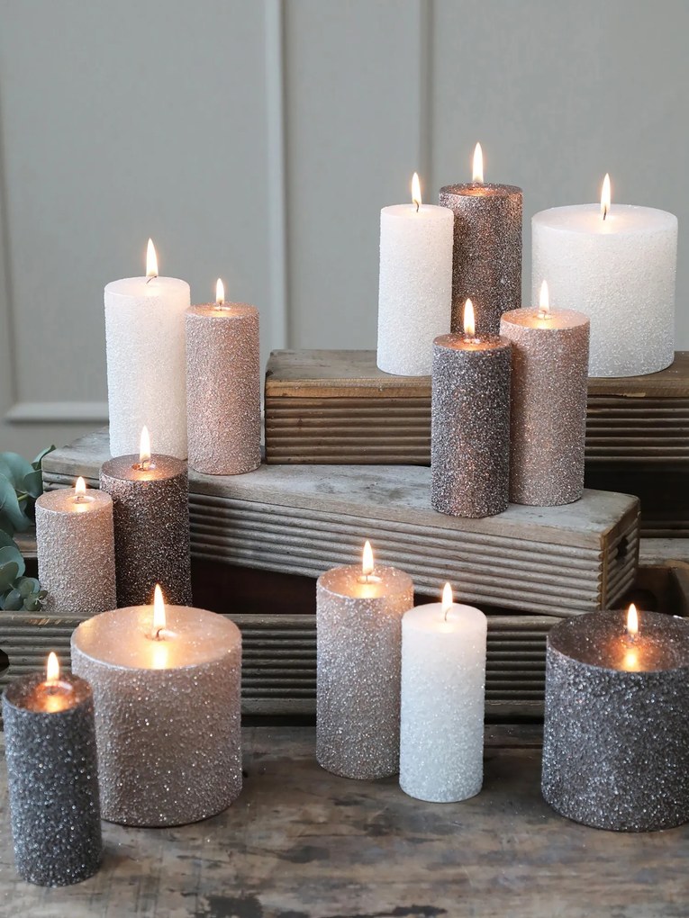 Krémová sviečka s glitrami Rustic Candle - Ø 5 * 11cm / 27h