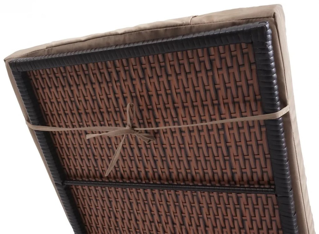 Lehátko Carrara, polyratan / hliník - hnedá, béžový vankúš