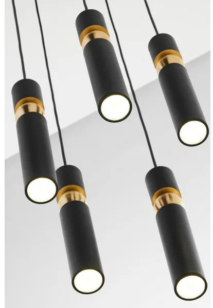 Jupiter 2014 - Luster na lanku ALAS 5xGU10/10W/230V čierna/zlatá
