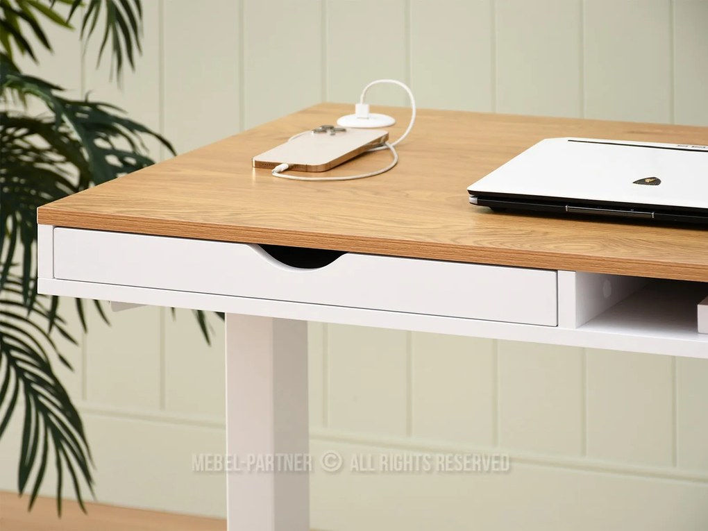 PC stolík Osto 100 (dub biely + biela). Akcia -21%. Vlastná spoľahlivá doprava až k Vám domov. 1109811