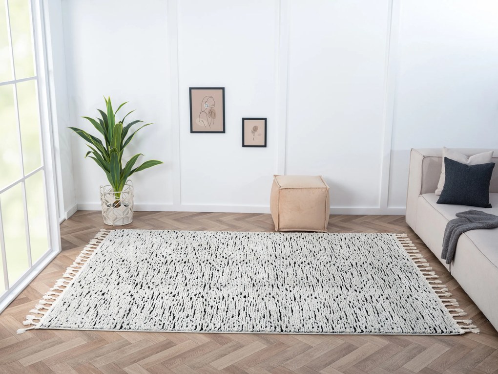 My Flair, Kusový koberec Moroccan Spirit schwarz, 100x200, čiernobiela, obývacia izba