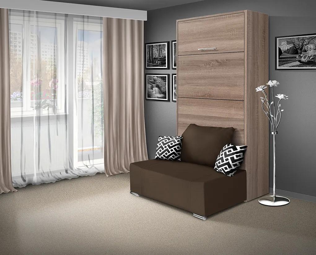 Nabytekmorava Sklápacia posteľ s pohovkou VS 21058P 200x90 farba pohovky: Sivá, Typ farebného prevedenia: Agát / dvere biele