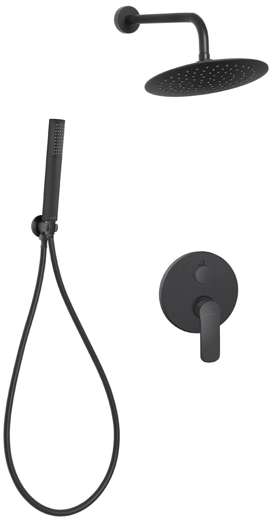 Invena Siros, podomietková sprchová sada s 2-výstupovým telesom, čierna matná, INV-BS-90-012-A