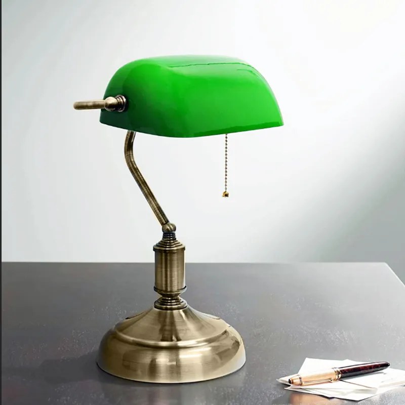 ACA DECOR PRESTIGE stolná lampa 1xE27/60W/230V mosadz/zelená
