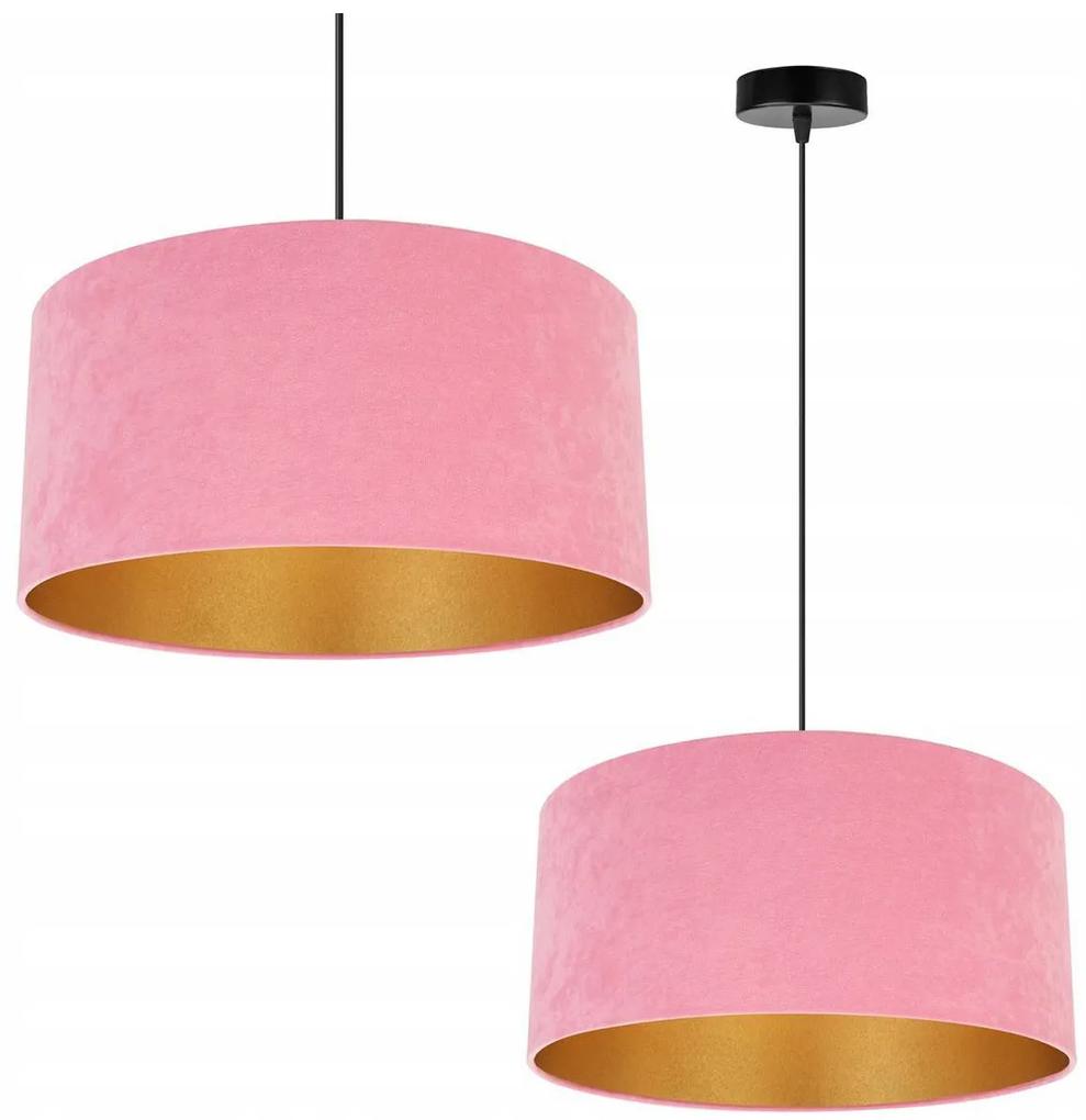 Závesné svietidlo Mediolan, 1x ružové/zlaté textilné tienidlo, (výber z 2 farieb konštrukcie), (fi 40cm)
