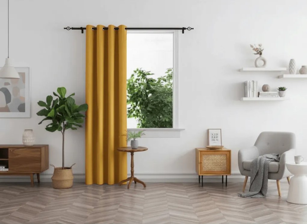 Žltý záves OXFORD 140x250 cm Zavesenie: Riasiaca páska