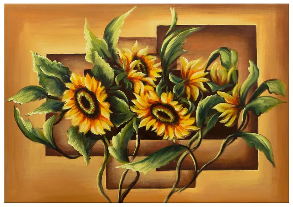 Gario Ručne maľovaný obraz Kompozícia Slnečnice Rozmery: 120 x 80 cm
