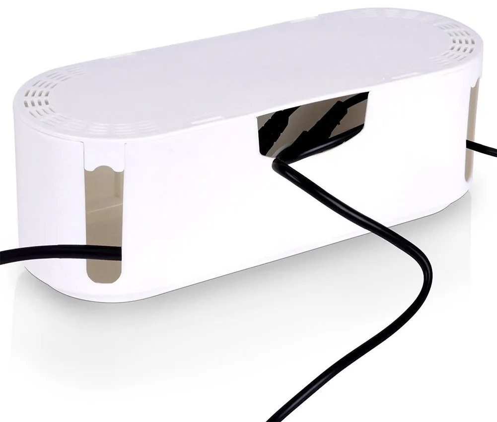 Organizér na káble/úložný box VILDE, biely, 32 x 12 x 12 cm