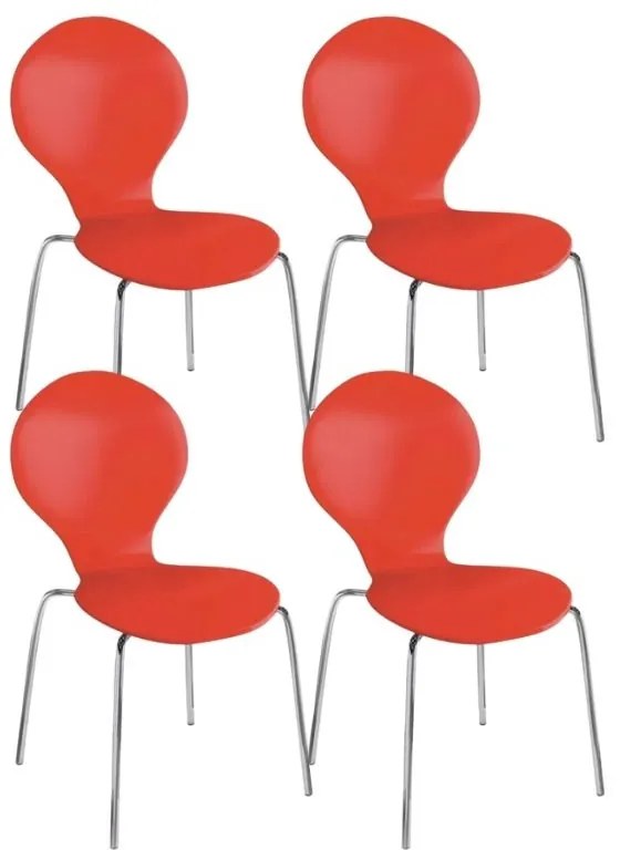 Jedálenská stolička CANDY, červená 4 ks