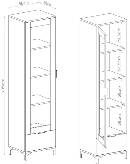 Vitrína LORA dub artisan