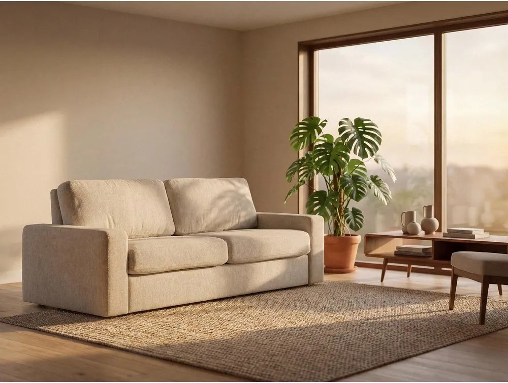 Béžová menčestrová rozkladacia pohovka 195 cm Nona – Makamii