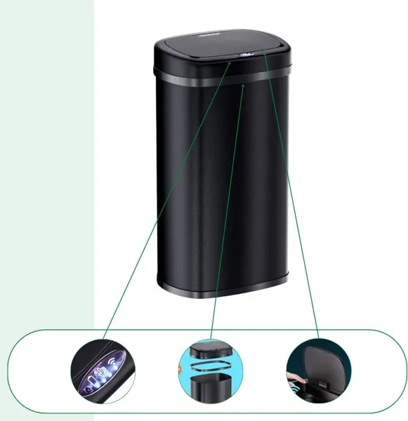 Bezdotykový Jumbo odpadkový kôš 70l čierna USB kábel zdarma