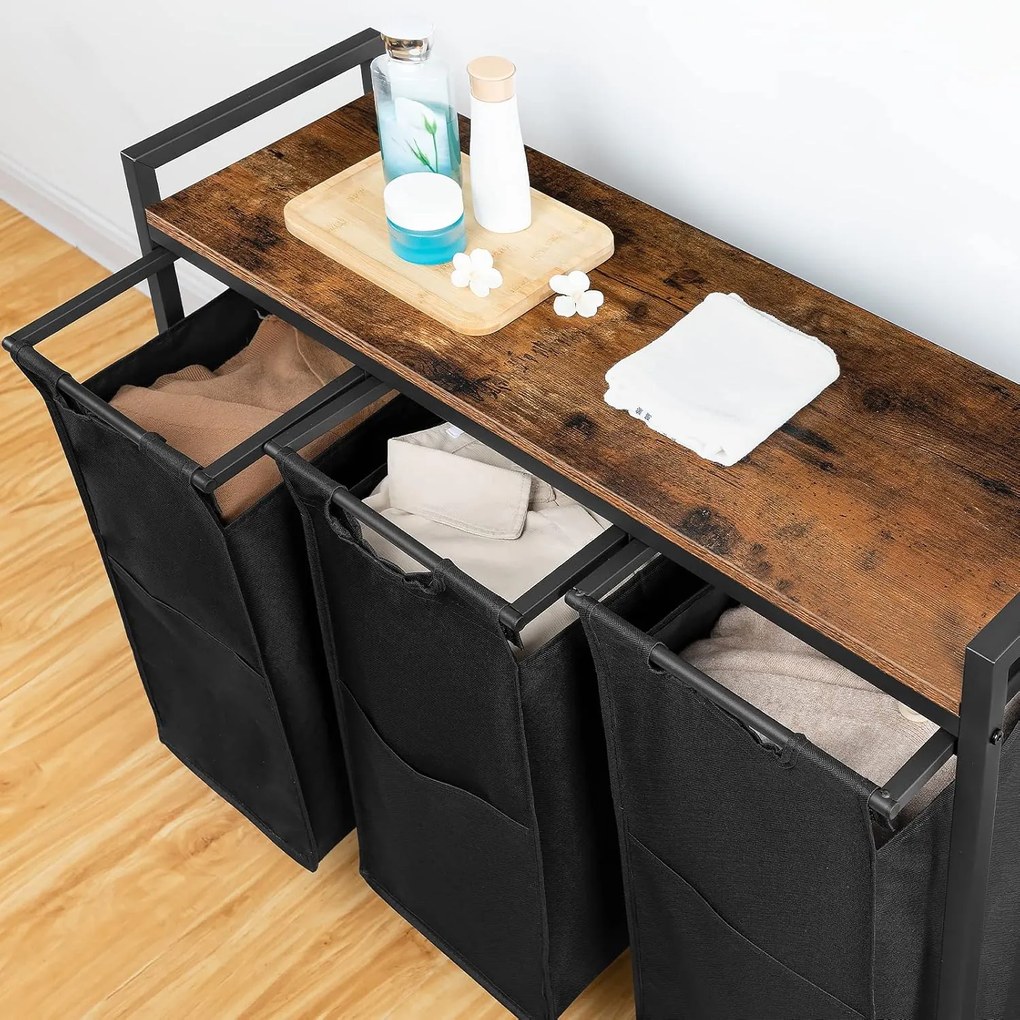 Koš na prádlo Vasagle Pietro 119 l hnědý/černý